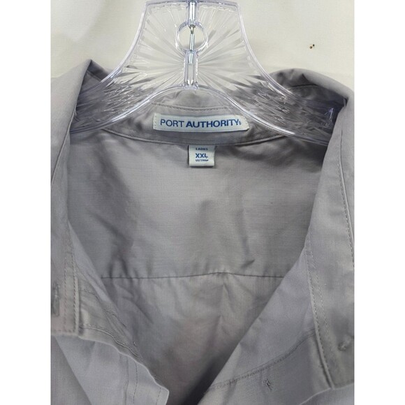 Port Authority XXL Long Sleeved Collared Button Up Gray Blouse - Picture 2 of 7